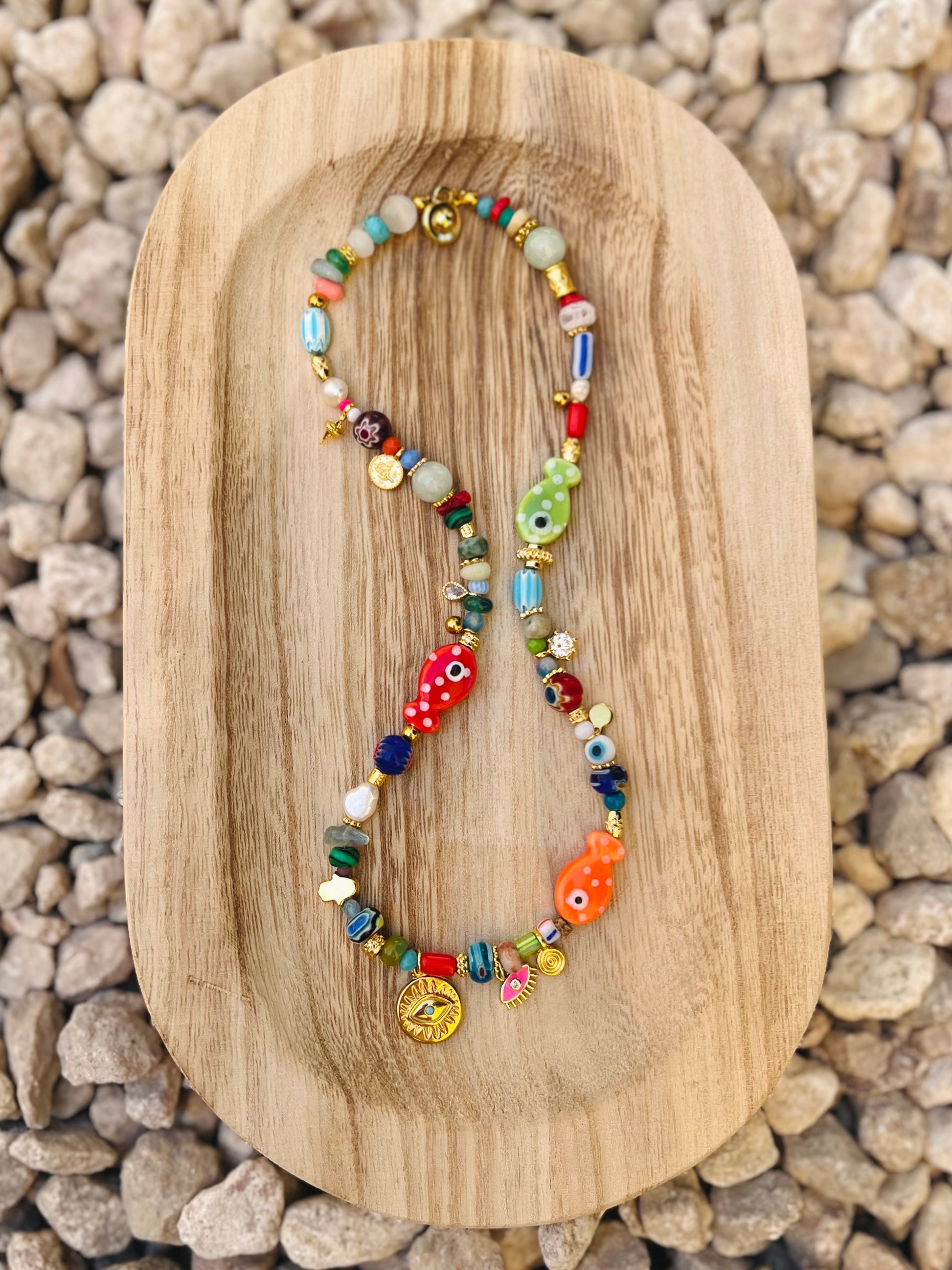 Fish and Beads necklace - Fuse Creations